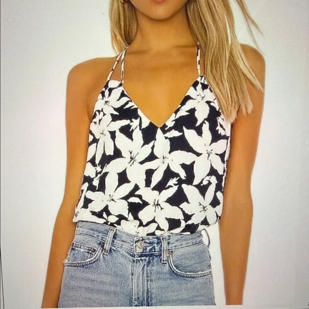 Joie Porsche Black and White Floral Halter Top